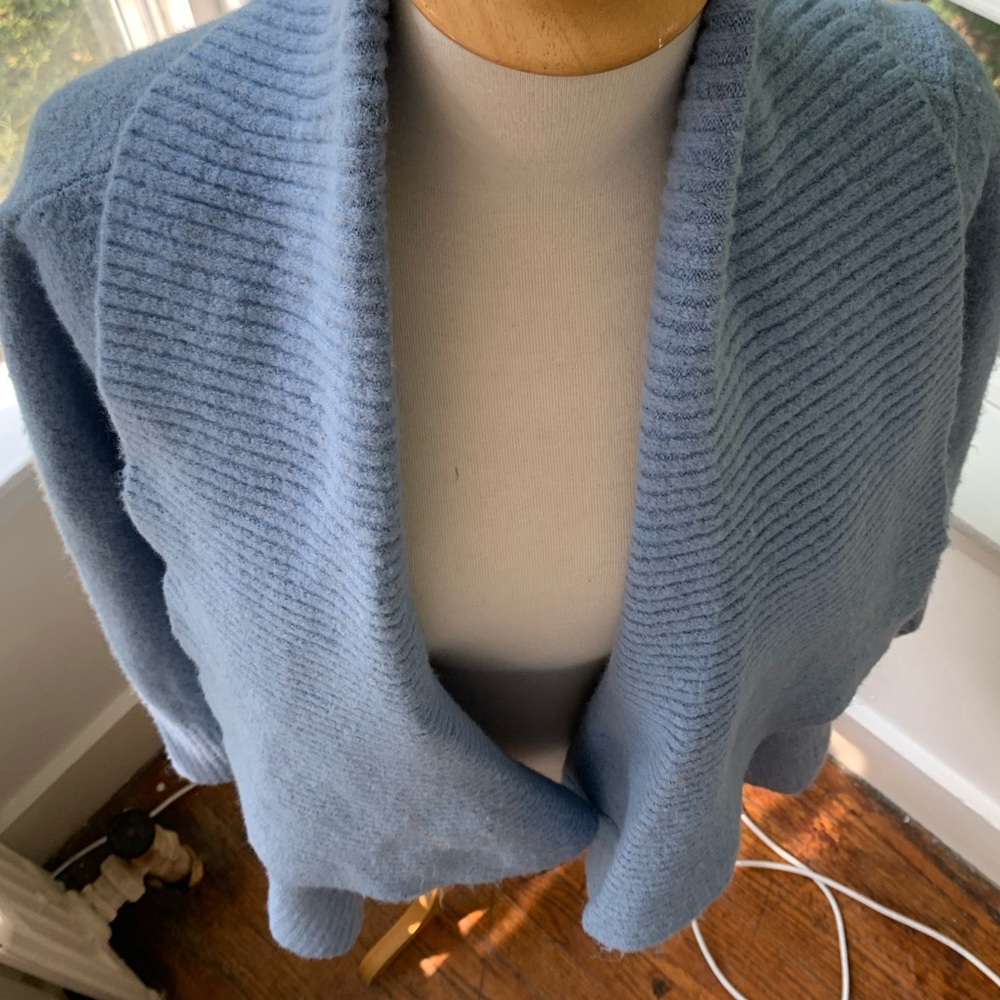 Jones New York Light Blue Ribbed Shawl Collar Cardigan - Picture 3 of 9